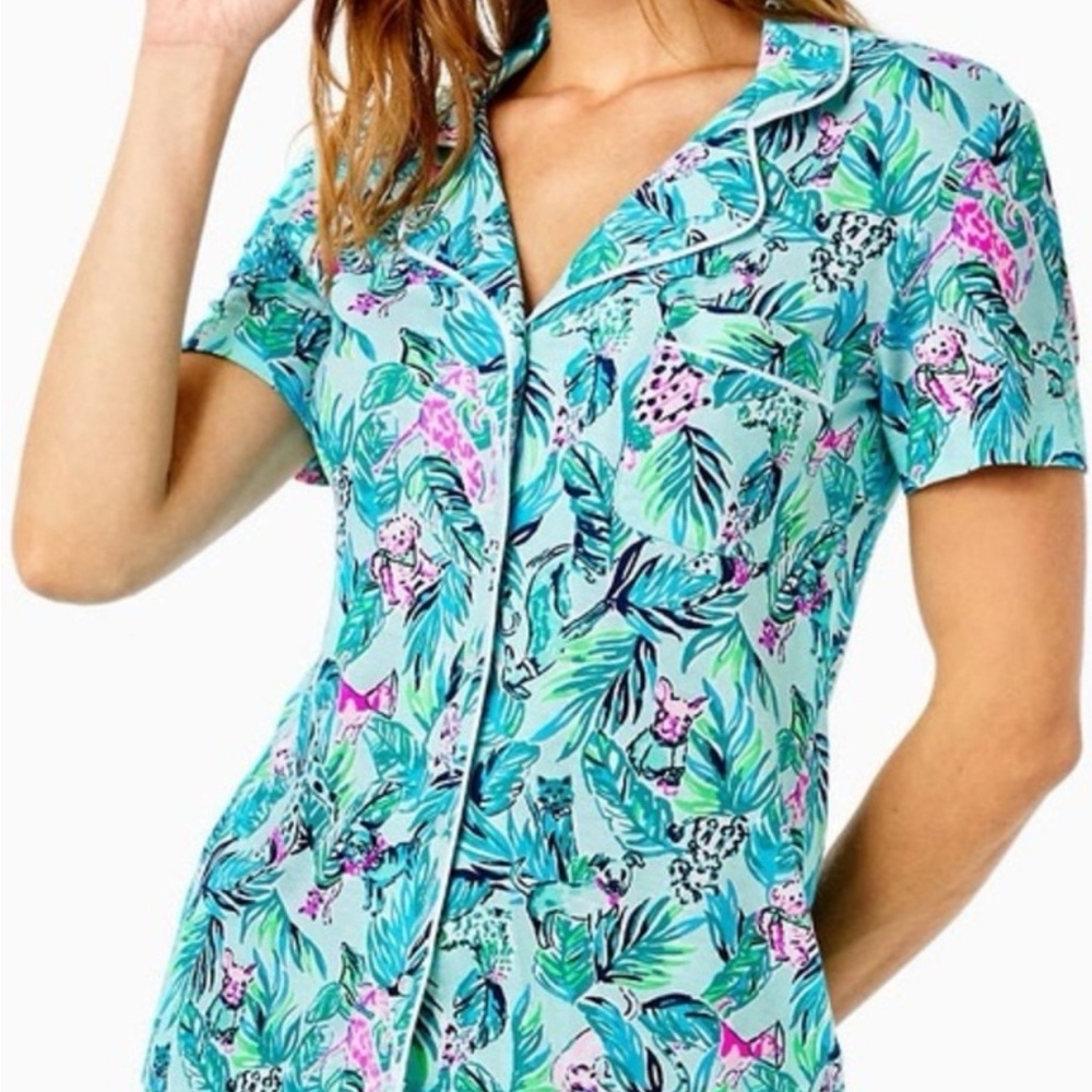 Lilly Pulitzer S Pajama Set, “Barking up the Palm Tree”Print in Preloved Cond. - Picture 2 of 6